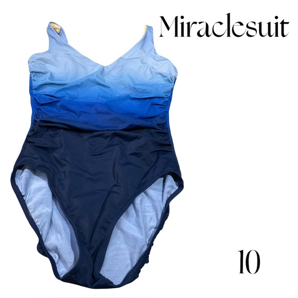 Miraclesuit x Talbots FIRM HOLD blue One Piece Size 10 Blue Ombre Tummy Control - Picture 3 of 6